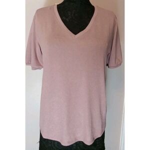 mod ref Women Pink Shimmer Short‎ Sleeve Knit Top Size S